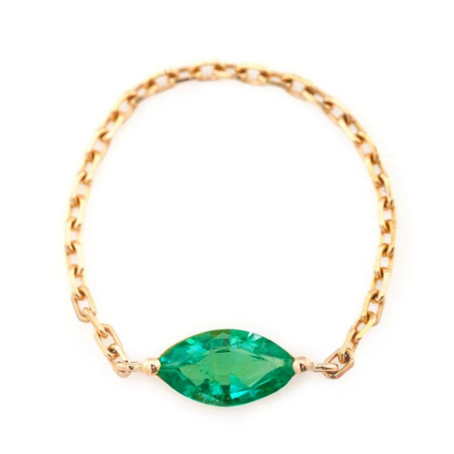 Jewelry YI Collection Chain Rings | Emerald Marquise Supreme Chain Ring