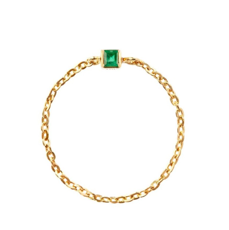 Jewelry YI Collection Single Gemstones | Emerald Petite Chain Ring