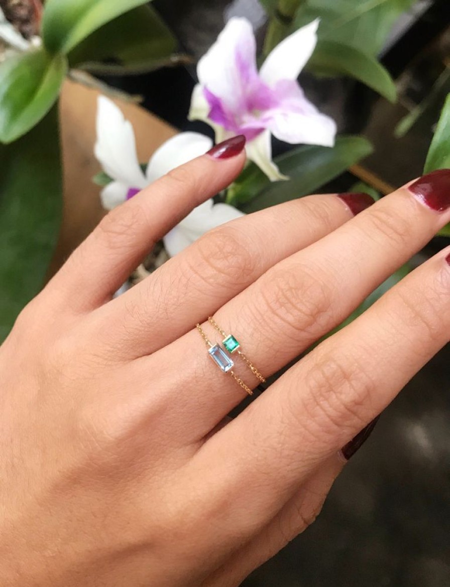 Jewelry YI Collection Single Gemstones | Emerald Petite Chain Ring