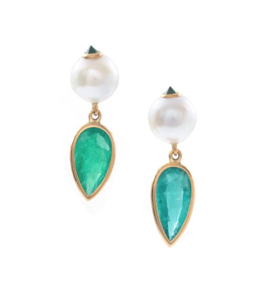 Jewelry YI Collection | Pearl Emerald And Tsavorite Spike Earrings