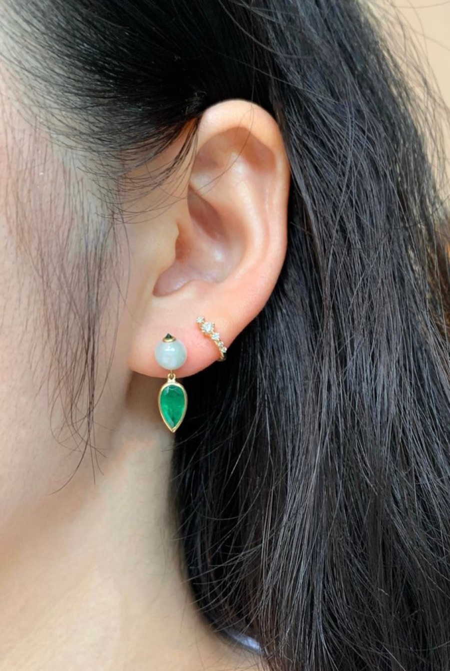 Jewelry YI Collection | Pearl Emerald And Tsavorite Spike Earrings