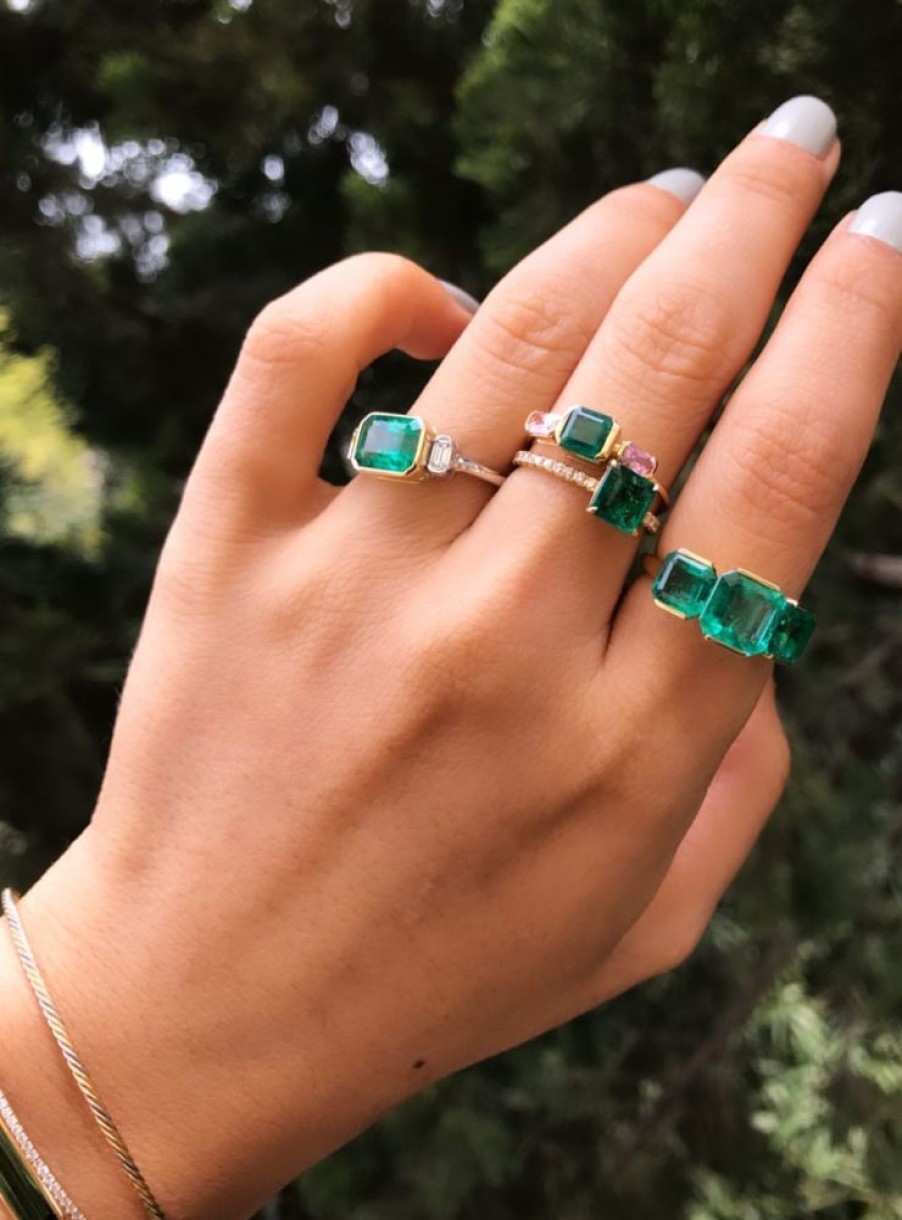 Jewelry YI Collection Triplets | Emerald & Pink Sapphire Triplet Ring