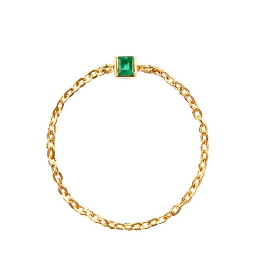 Jewelry YI Collection Chain Rings | Emerald Petite Chain Ring