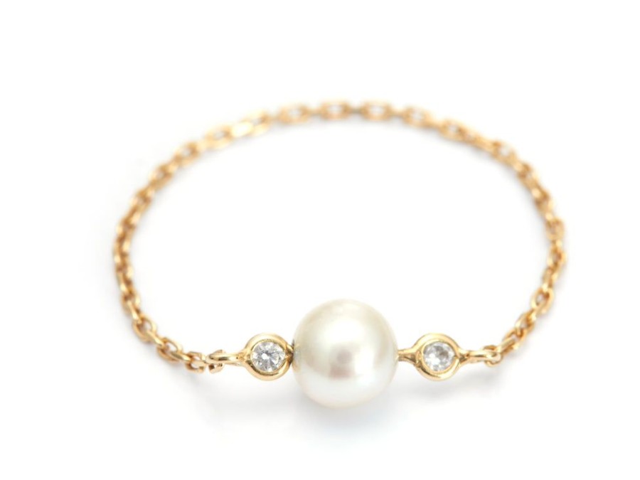 Jewelry YI Collection Chain Rings | Pearl & Diamond Chain Ring