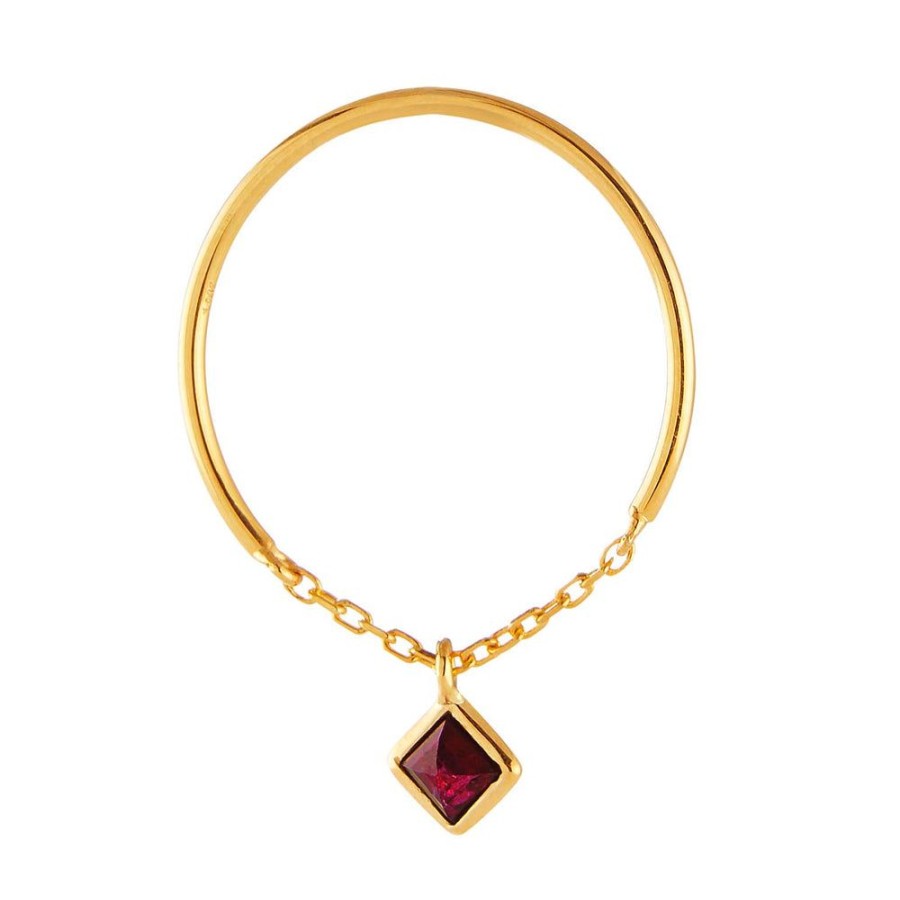 Jewelry YI Collection Single Gemstones | Yi Collection X Opening Ceremony January Garnet Half Chain Ring: Silver With 14K Gold Plating