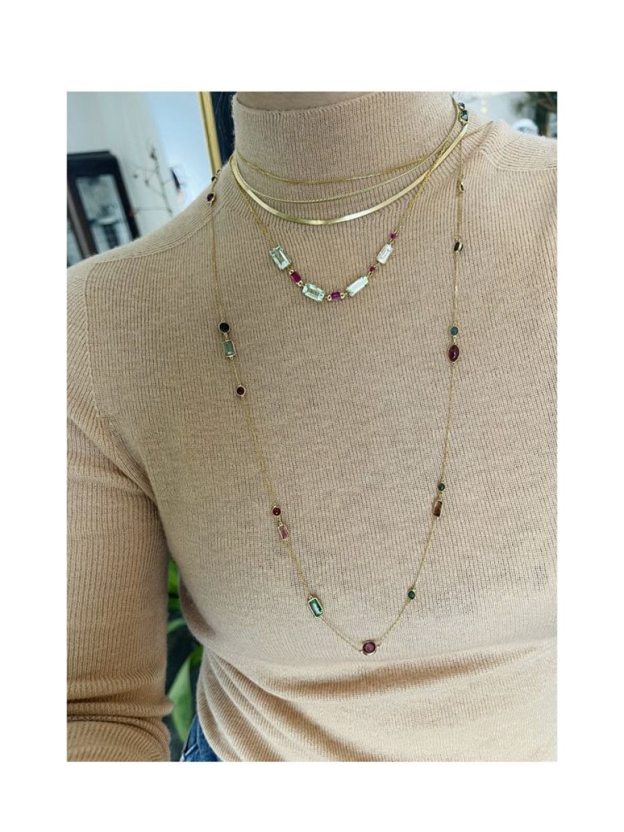 Jewelry YI Collection | Mint Tourmaline & Ruby Deco Necklace