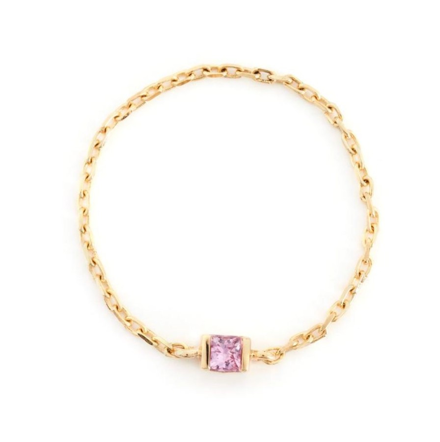 Jewelry YI Collection Chain Rings | Pink Sapphire Petite Chain Ring