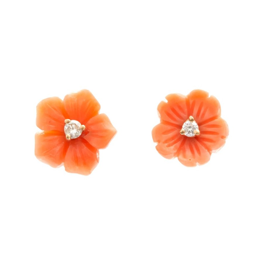 Jewelry YI Collection | Coral & Diamond Flora Stud