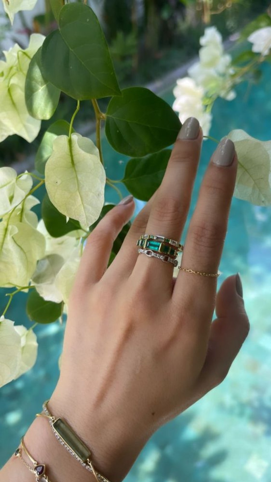 Jewelry YI Collection Something Bigger | Five Emeralds Petite Ring