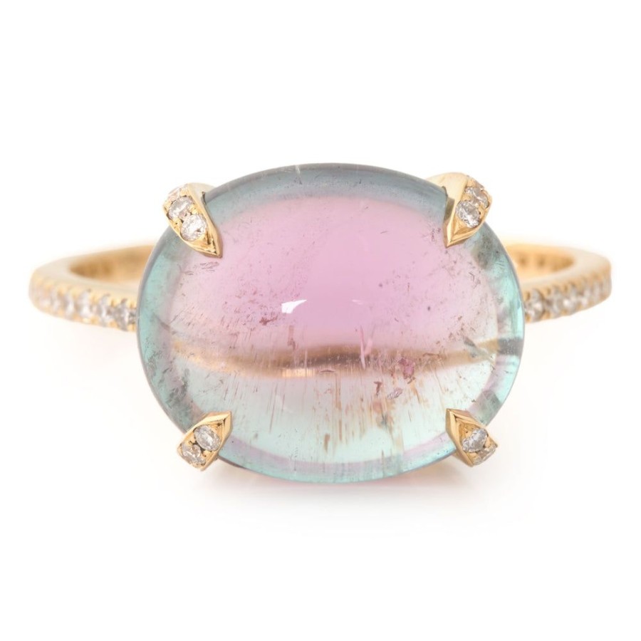 Jewelry YI Collection | Watermelon Tourmaline & Diamond Globe Ring