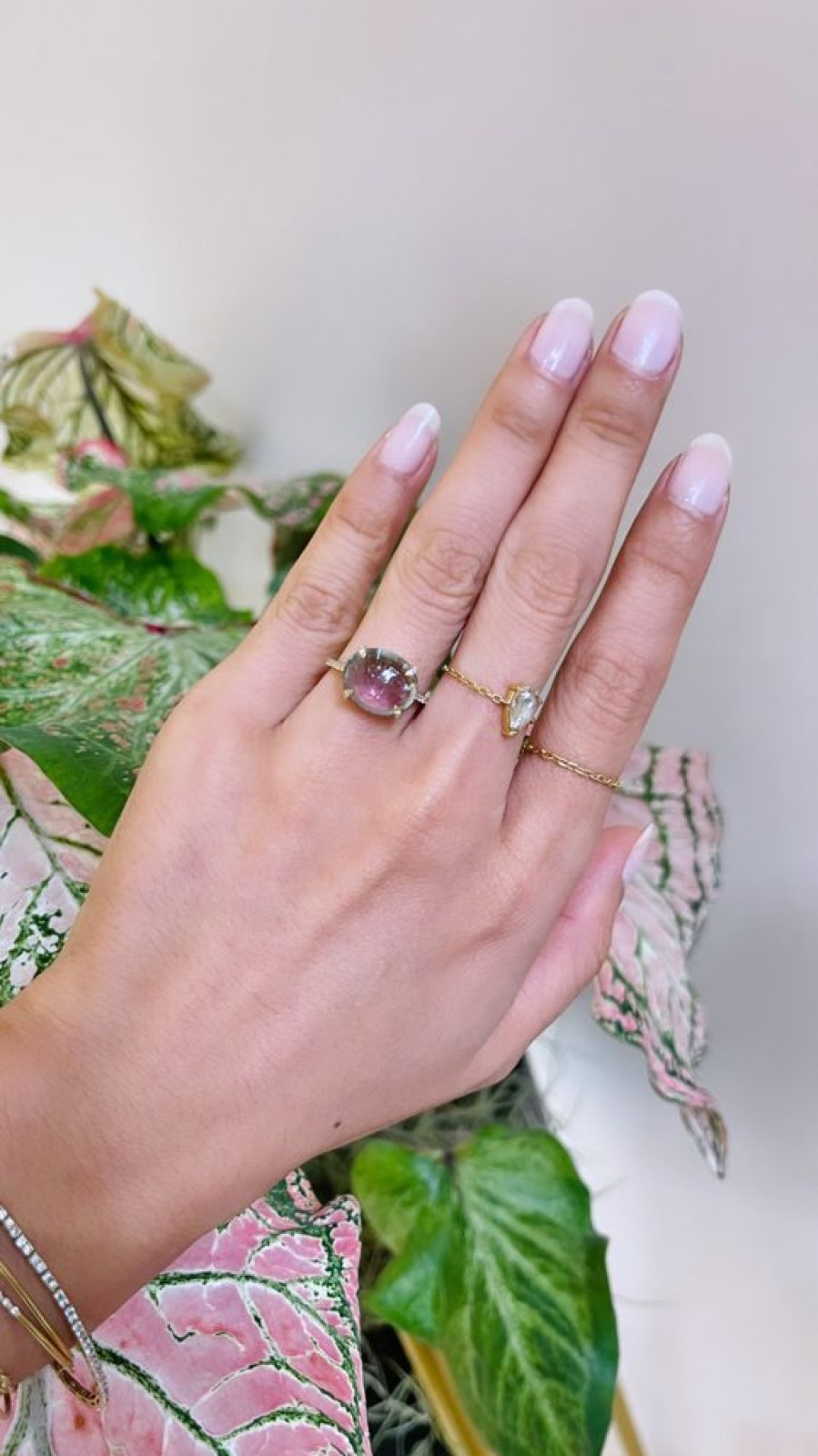 Jewelry YI Collection | Watermelon Tourmaline & Diamond Globe Ring